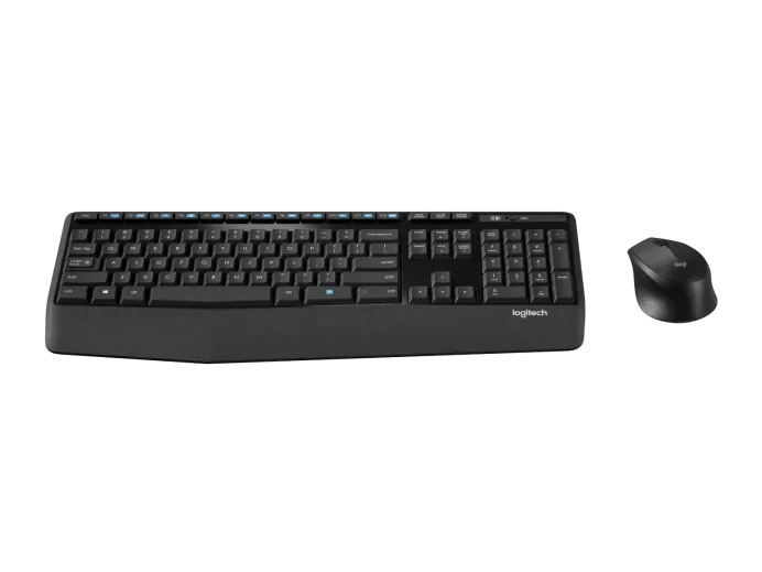 Logitech MK345 Wireless Keyboard and Mouse Combo, 10m Operating Distance, USB Receiver Interface, 1000DPI Sensor Resolution, With Palm Rest, English Arabic Layout, Black | 920-010068 - eBuy UAE